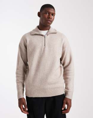 Jack & Jones Jack & Jones fluffy quarter zip jumper in grey