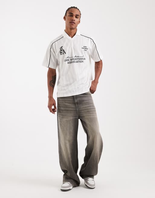 Jack & Jones football shirt in white, 2 of 5