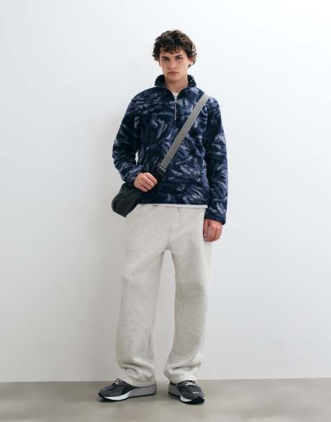 Jack & Jones forro polar tipo borreguito con media cremallera y estampado azul marino - view 1