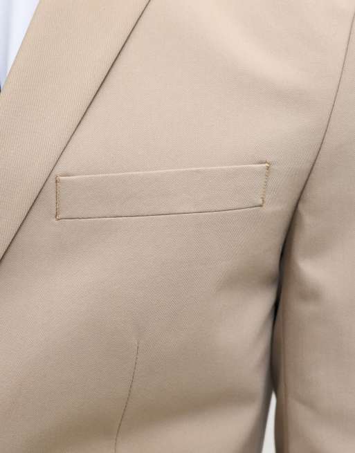 Jack & Jones Franco super slim fit single breasted blazer in beige, 5 of 7
