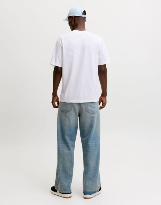 Jack & Jones Frederiksberg T-Shirt mit lockerer Passform, Rundhalsausschnitt, kurzärmelig, in strahlendem Weiß, 2 von 7