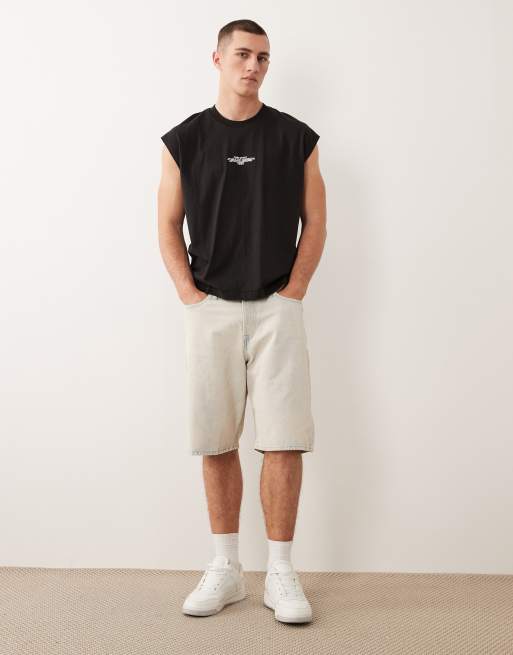 Jack & Jones front print tank top in black, 2 of 5