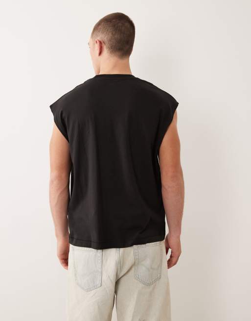 Jack & Jones front print tank top in black, 5 of 5
