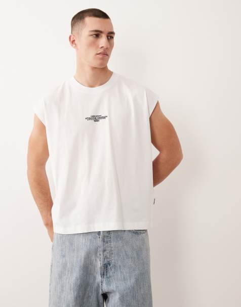 Jack & Jones front print tank top in white - view 1