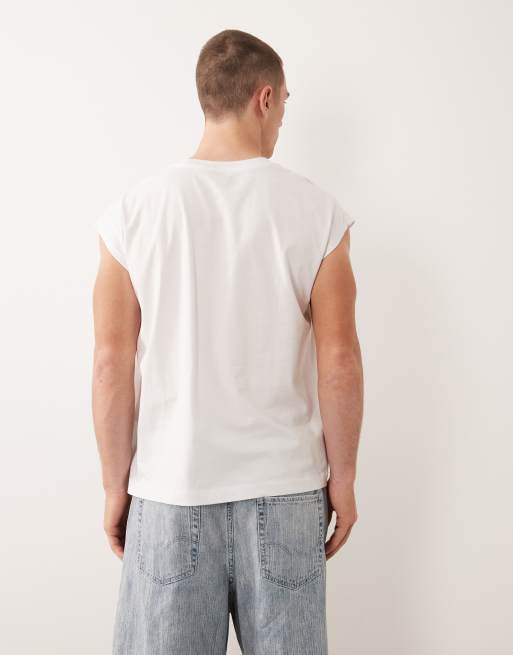 Jack & Jones front print tank top in white, 5 of 5