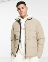 Threadbare teddy borg puffer jacket in dark ecru | ASOS