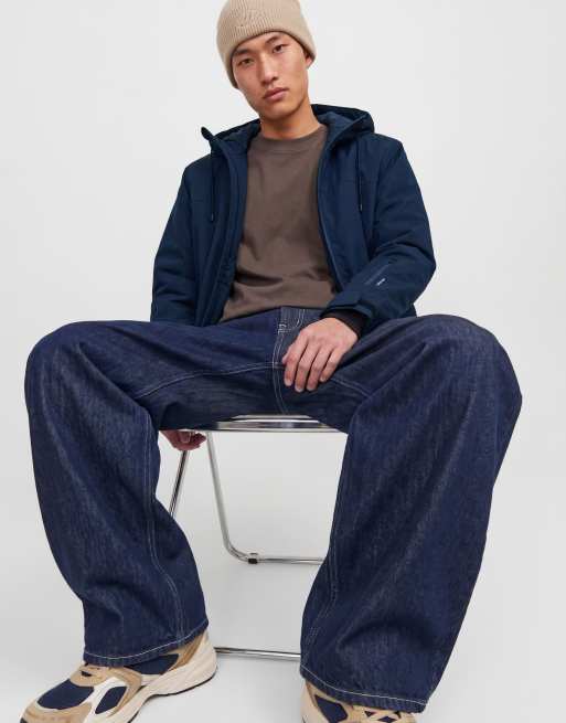 Jack & Jones Fusion kort jacka med huva och dragkedja, blå, 4 av 6