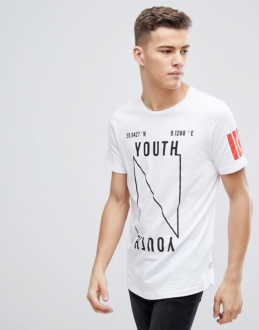 Jack & Jones Future Design Longline T-Shirt-White