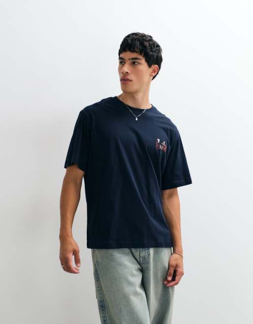 Jack & Jones gas station backprint t-shirt in navy, 5 of 5