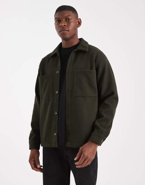 Jack & Jones - Geborsteld overshirt in kaki - view 1