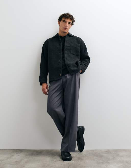 Jack & Jones geborstelde overshirt met pied-de-poule in zwart, 2 van 5
