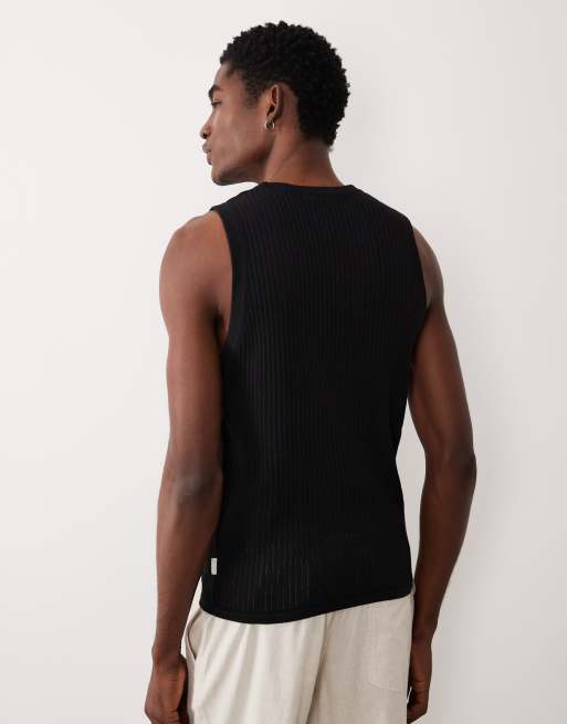 Jack & Jones - Gebreid doorschijnend hemdje in zwart, 5 van 5