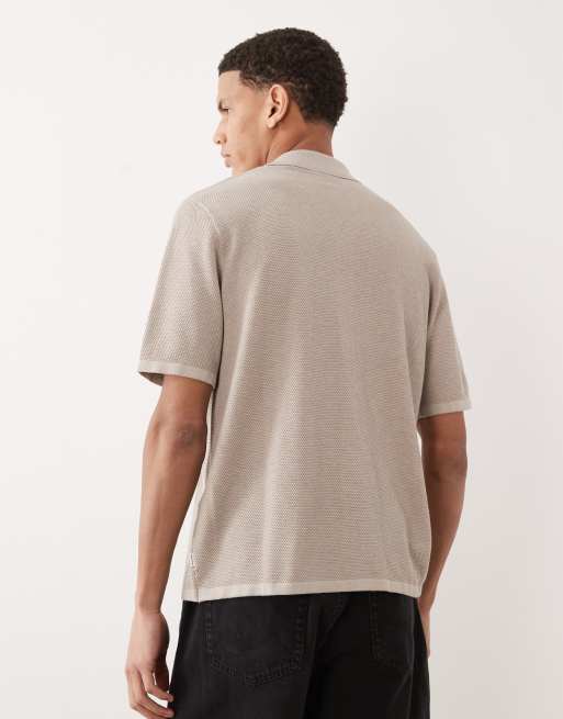 Jack & Jones - Gebreid overhemd met knoopsluiting en reverskraag in beige, 3 van 5