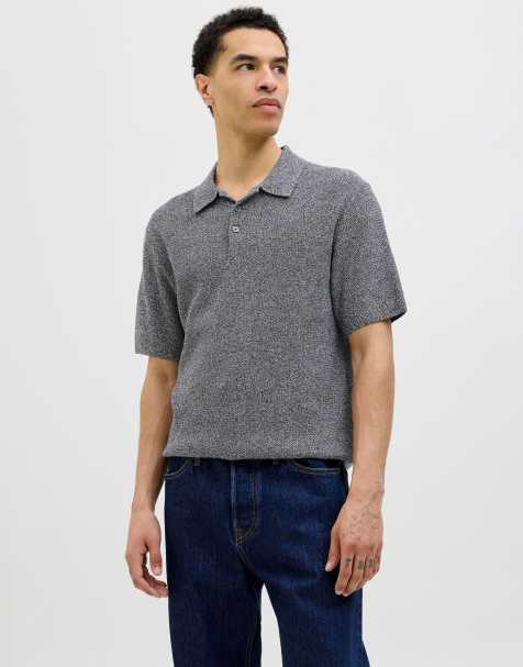 Jack & Jones - Gebreide polo in marineblauw - view 1
