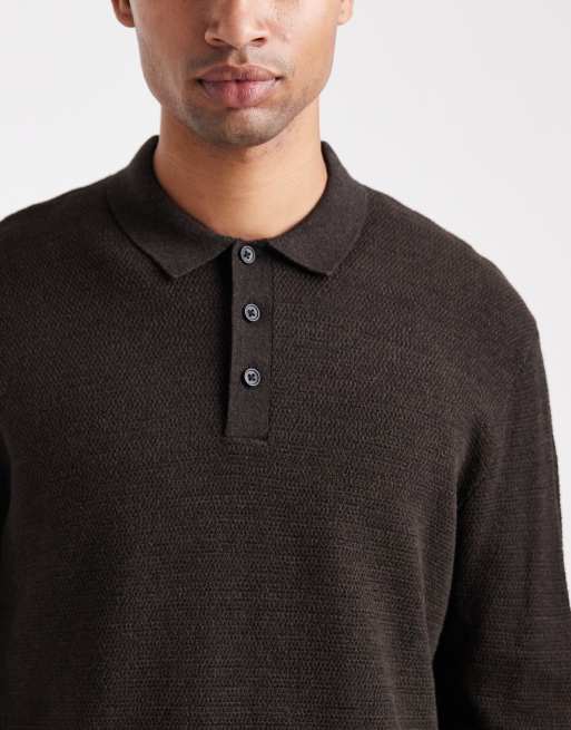 Jack & Jones - Gebreide polo met lange mouwen in bruin, 5 van 5