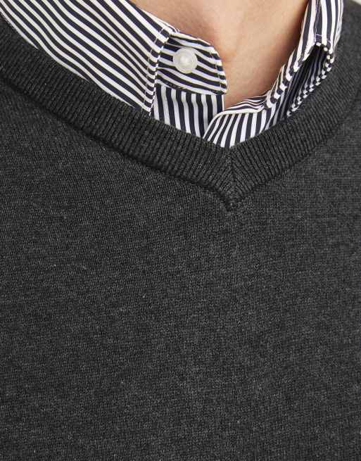 Jack & Jones gebreide pullover in donkergrijs gemêleerd, 5 van 7