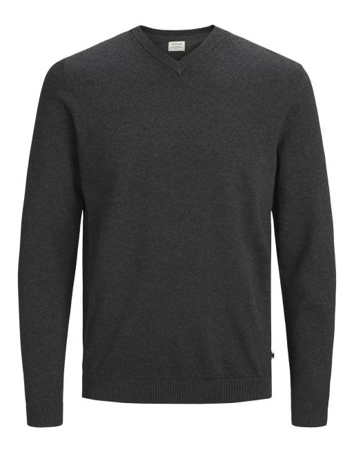 Jack & Jones gebreide pullover in donkergrijs gemêleerd, 7 van 7