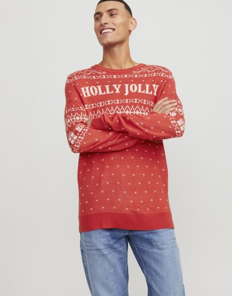 Jack & Jones gebreide pullover in rococco rood - view 1