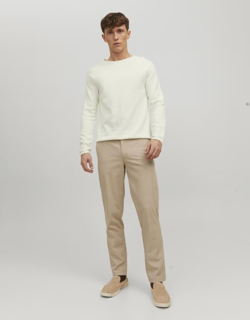 Jack & Jones gebreide trui in cloud dancer, 3 van 7