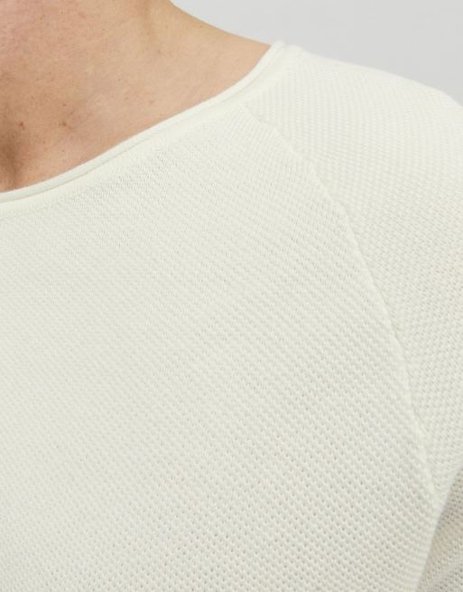 Jack & Jones gebreide trui in cloud dancer, 4 van 7