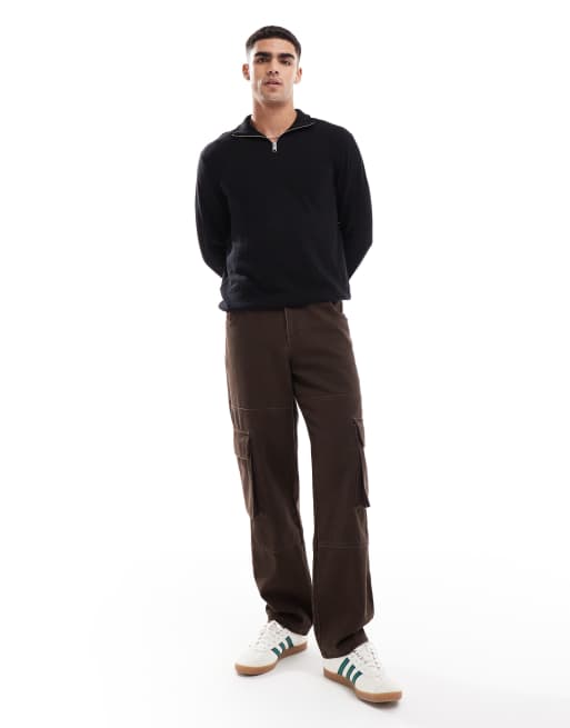 Jack & Jones - Gebreide trui met korte rits in zwart, 2 van 4