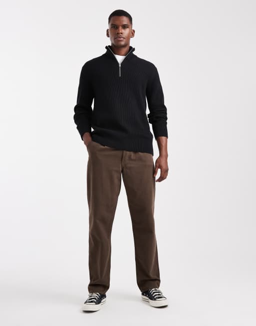 Jack & Jones - Gebreide trui met korte rits in zwart, 2 van 5