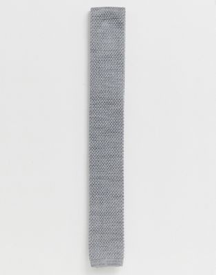 Jack & Jones - Gebreide vierkante stropdas in grijs