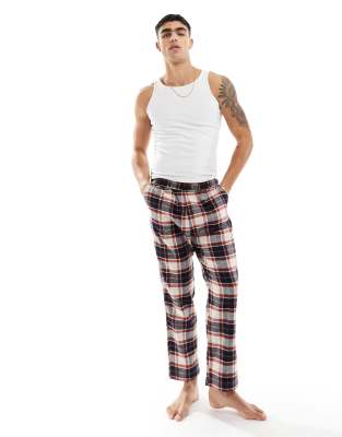 Jack & Jones brushed check bottoms in black & white - ASOS Price Checker