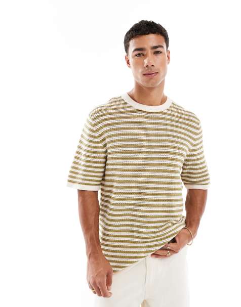 Jack & Jones - Gehaakt T-shirt in beige - view 1