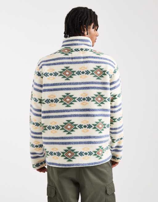 Jack & Jones geo printed fleece quarter zip in navy, 3 of 5