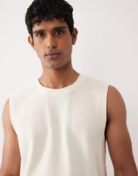 Jack & Jones - Geribbeld hemdje met textuur in gebroken wit - view 1