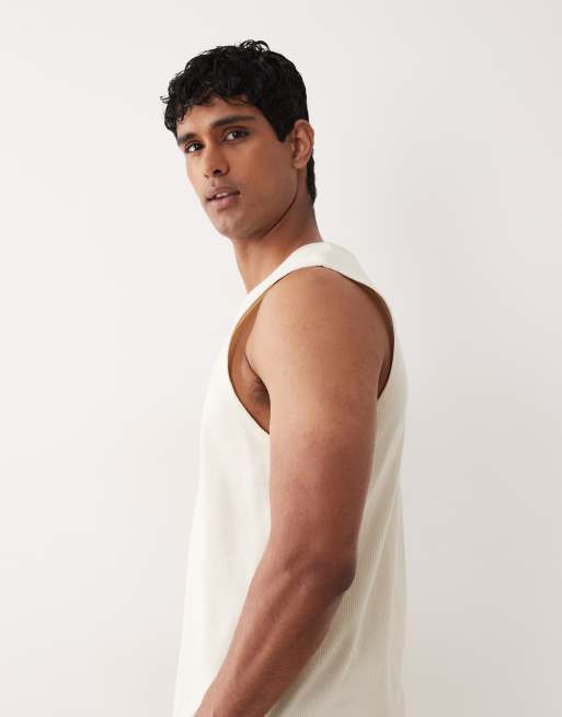 Jack & Jones - Geribbeld hemdje met textuur in gebroken wit, 4 van 5