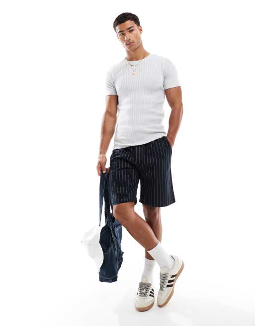 Jack & Jones - Geribbeld muscle fit T-shirt in lichtgrijs, 2 van 4