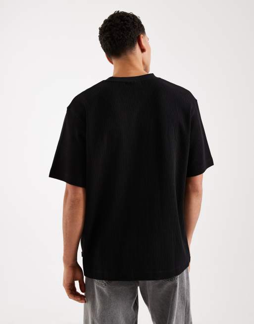 Jack & Jones - Geribbeld oversized T-shirt in zwart, 3 van 5