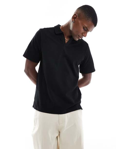 Jack & Jones - Geribbelde polo in zwart - view 1
