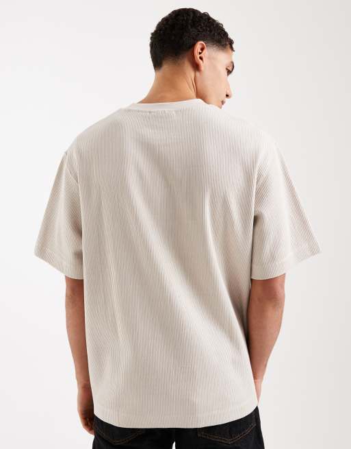 Jack & Jones – Geripptes Oversize-T-Shirt in Creme, 3 von 5