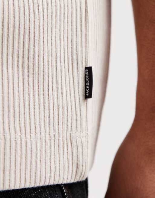 Jack & Jones – Geripptes Oversize-T-Shirt in Creme, 5 von 5