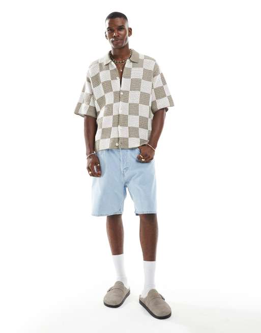 Jack & Jones - Geruit gehaakt overhemd in beige, 2 van 4