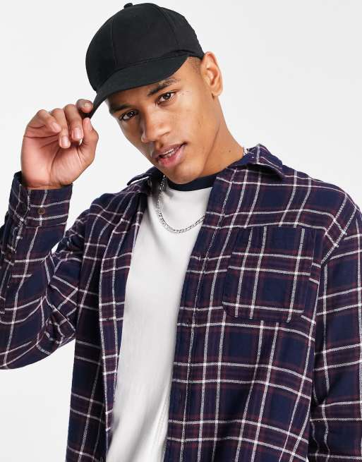 Jack & Jones - Geruit overhemd met lange mouwen in marineblauw