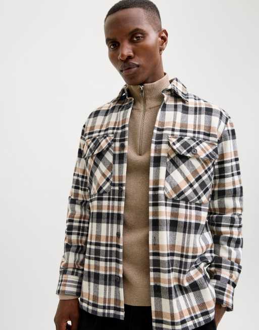 Jack & Jones - Geruit overshirt in zwart en bruin
