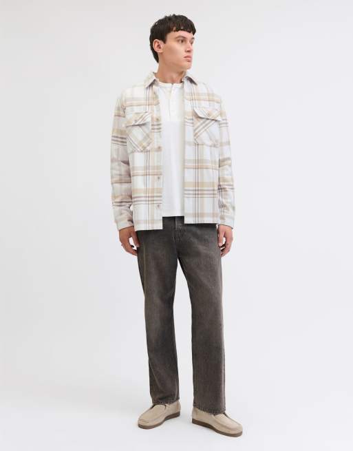 Jack & Jones - Geruit overshirt met twee zakken in crème, 3 van 7