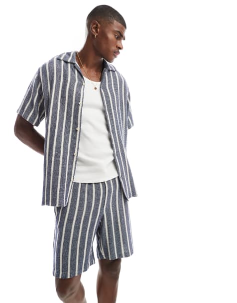 Jack & Jones - Gestreept overhemd met reverskraag in blauw - view 1