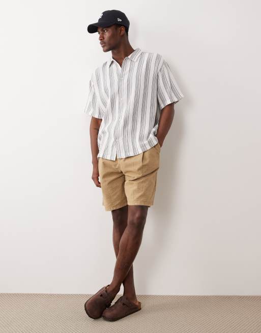 Jack & Jones - Gestreept overhemd met textuur en korte mouwen in blauw, 2 van 5