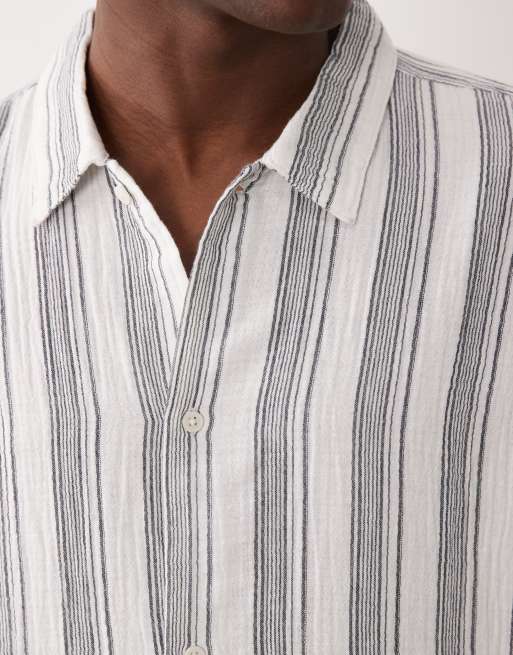 Jack & Jones - Gestreept overhemd met textuur en korte mouwen in blauw, 3 van 5
