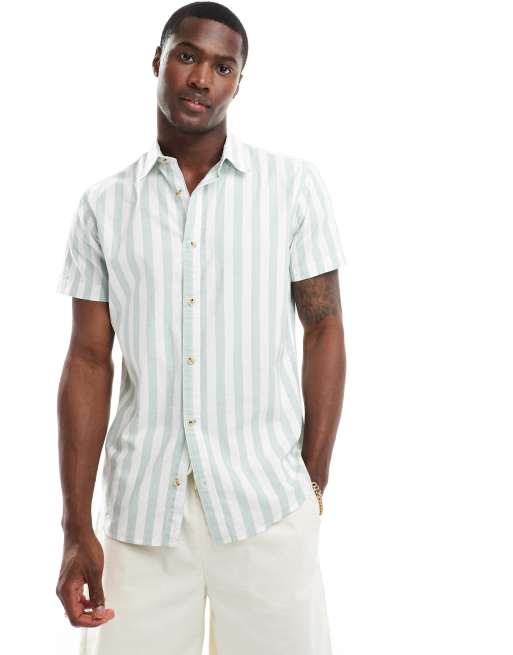 Jack & Jones - Gestreept Oxford overhemd in mintgroen