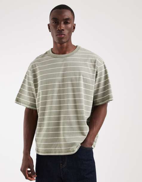 Jack & Jones - Gestreept T-shirt in saliegroen en wit - view 1