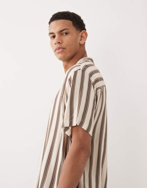 Jack & Jones – Gestreiftes, kurzärmliges Hemd in Cremeweiß, 4 von 5