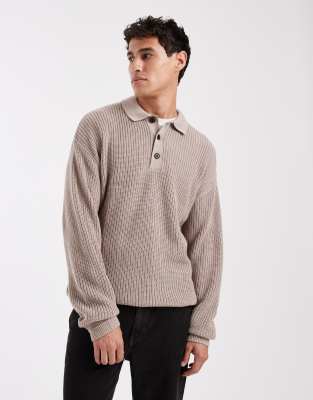 Gestricktes Polohemd in Beige-Neutral Neutral L