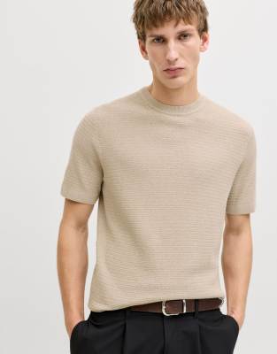 Gestricktes T-Shirt in Zitronenpfeffer-Gelb Gelb L