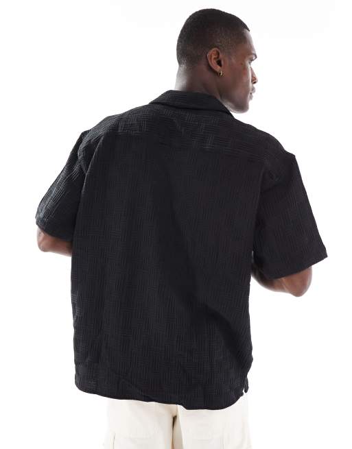 Jack & Jones - Getextureerd overhemd met korte mouwen en reverskraag in zwart, 2 van 4